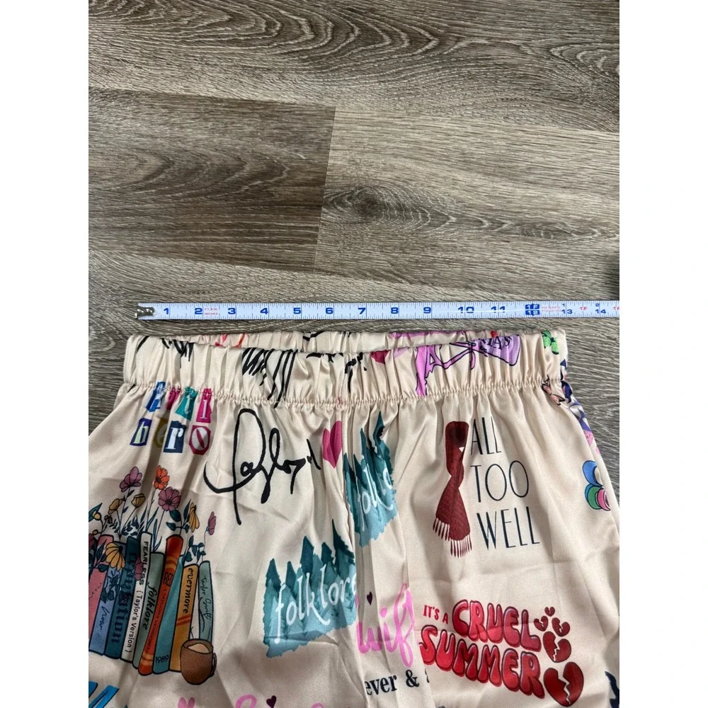 Taylor Swift Eras Tour Inspired Pajama Pants Swiftie Satin Lounge Bottoms Medium
